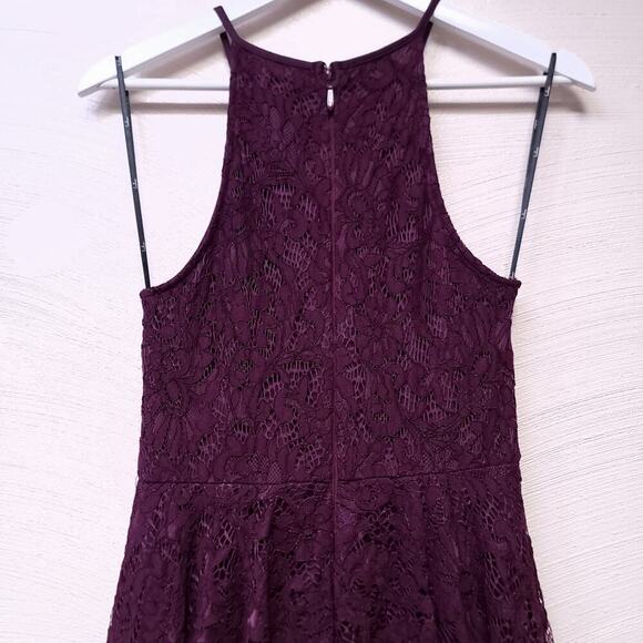Lulus Dress Lace Purple Size Small Purple Halter Top Mini Summer Spring - Picture 7 of 8